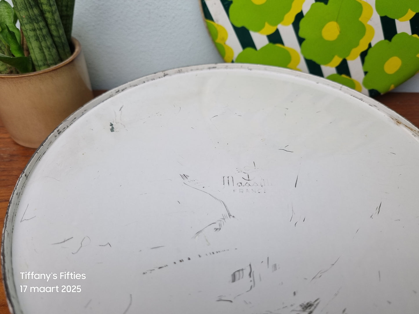 Grote retro blikken trommel Massilli FR