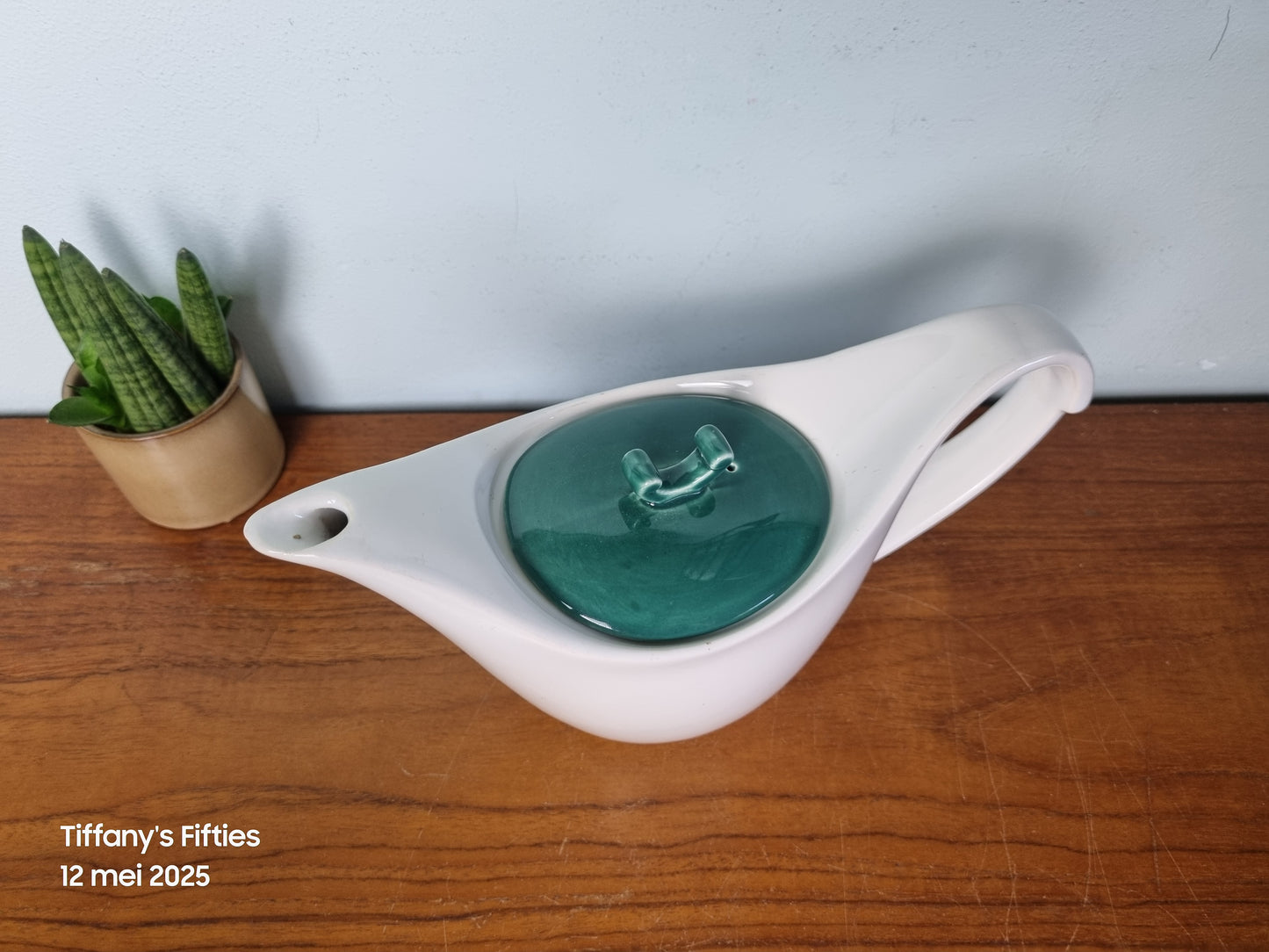 Koffiepot Boch "Beauty Line" wit met groen