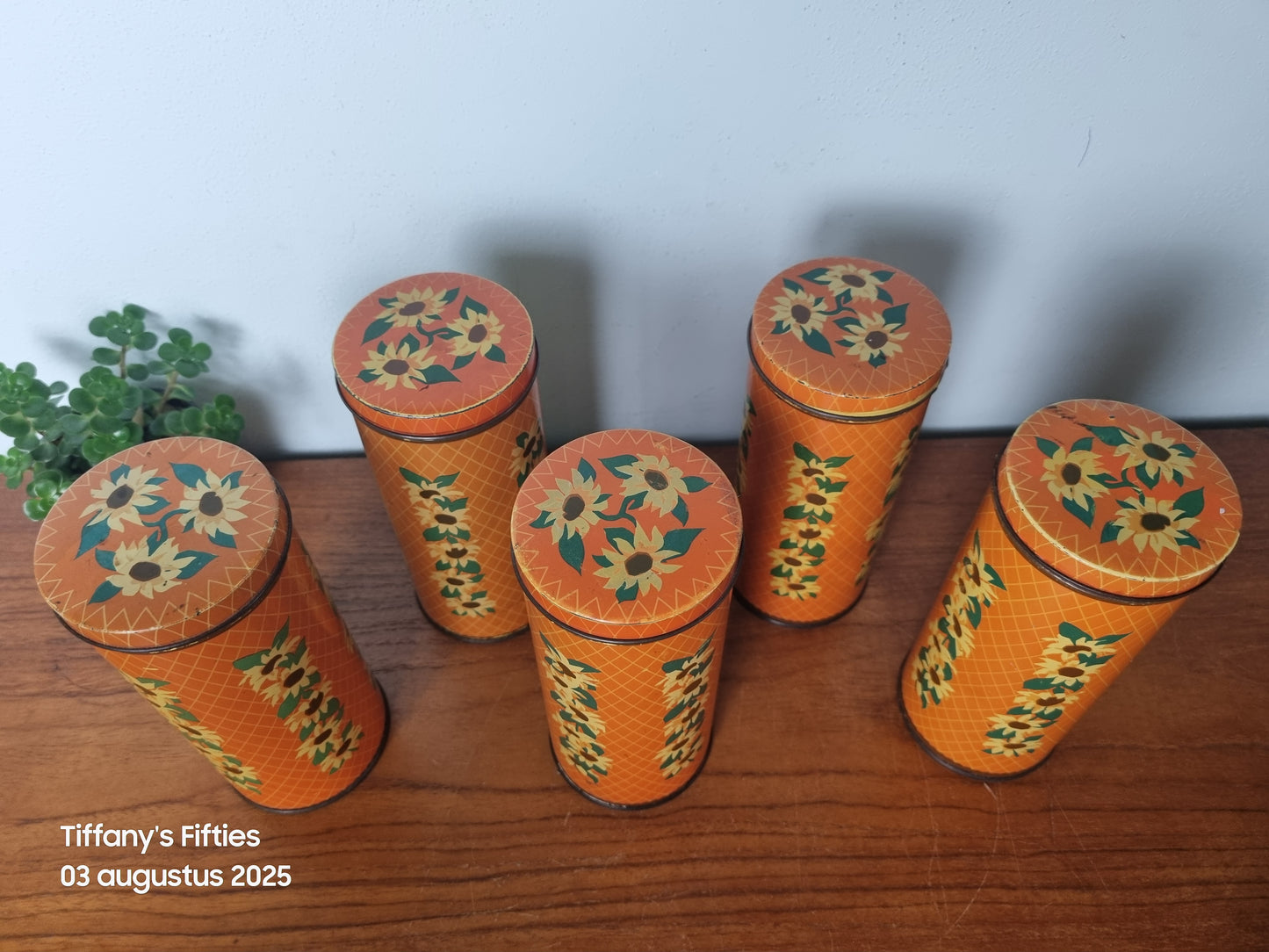 Retro Verkade koekjesblik met zonnebloemen