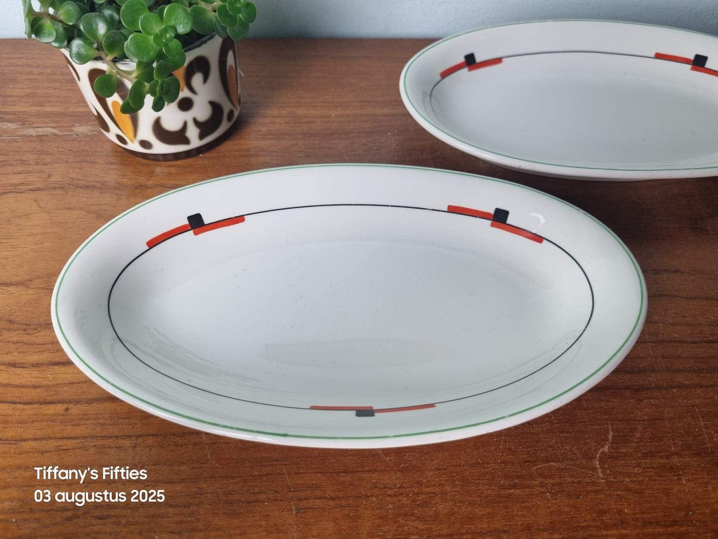 Ovaal schaaltje Art Deco print