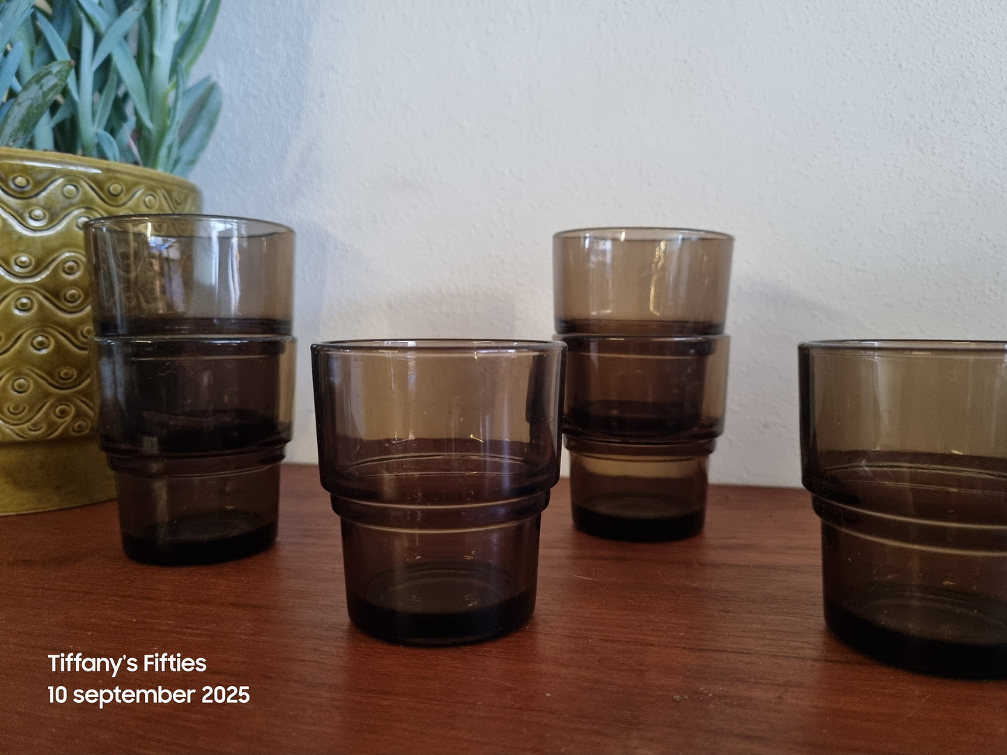 Vintage rookglas stapelglazen Vereco