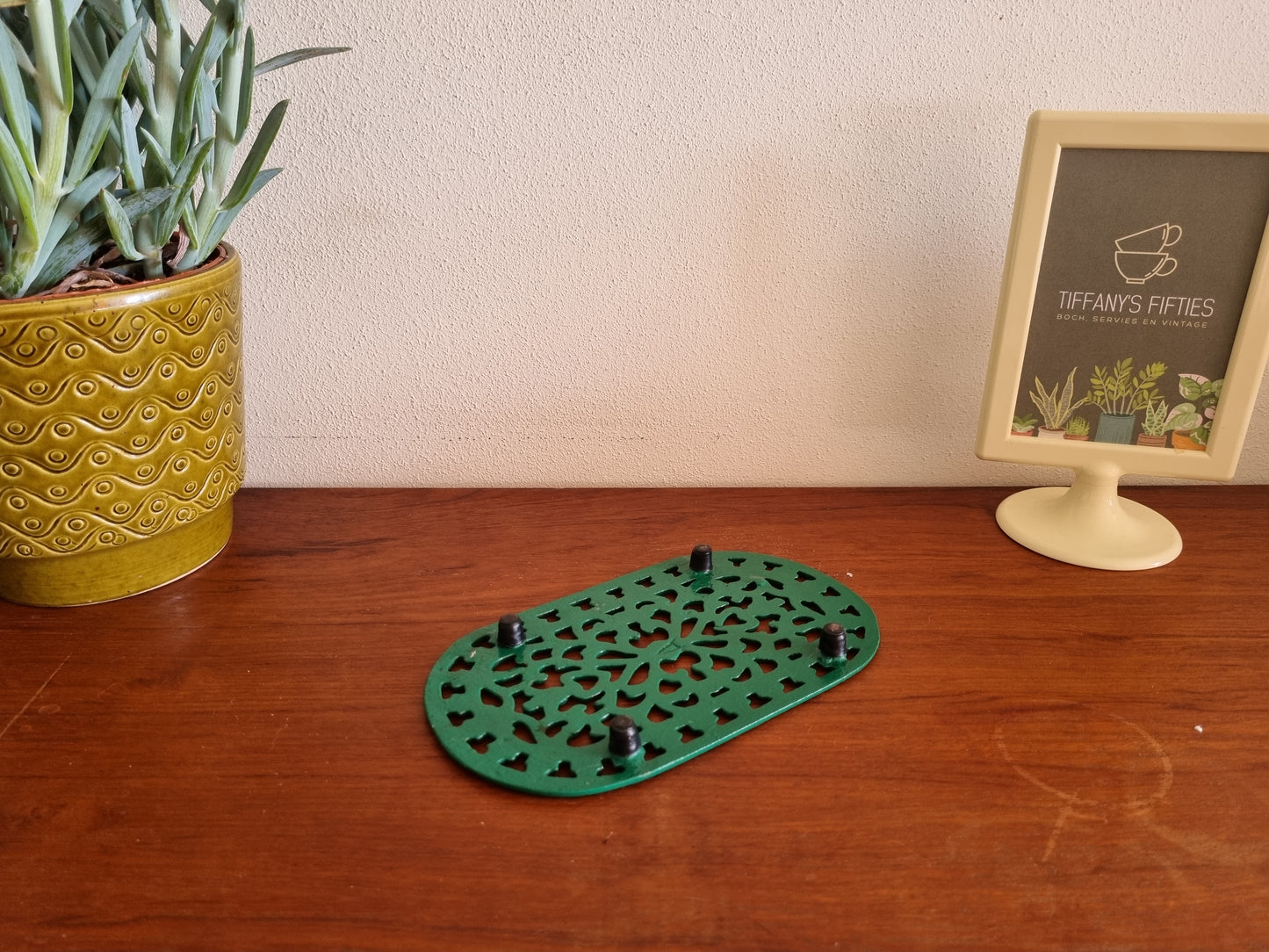 Vintage groene pannenonderzetter