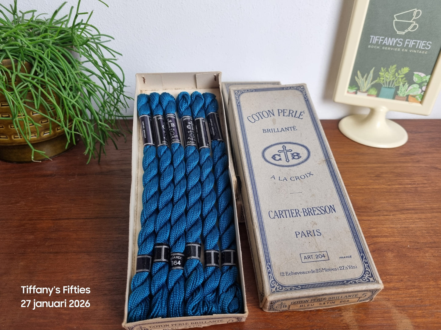Vintage Cartier-Bresson Coton Perlé Brillant Bleu Satin 664 – originele doos