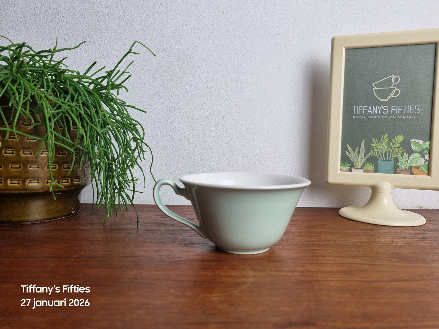 Pastelgroen vintage kopje