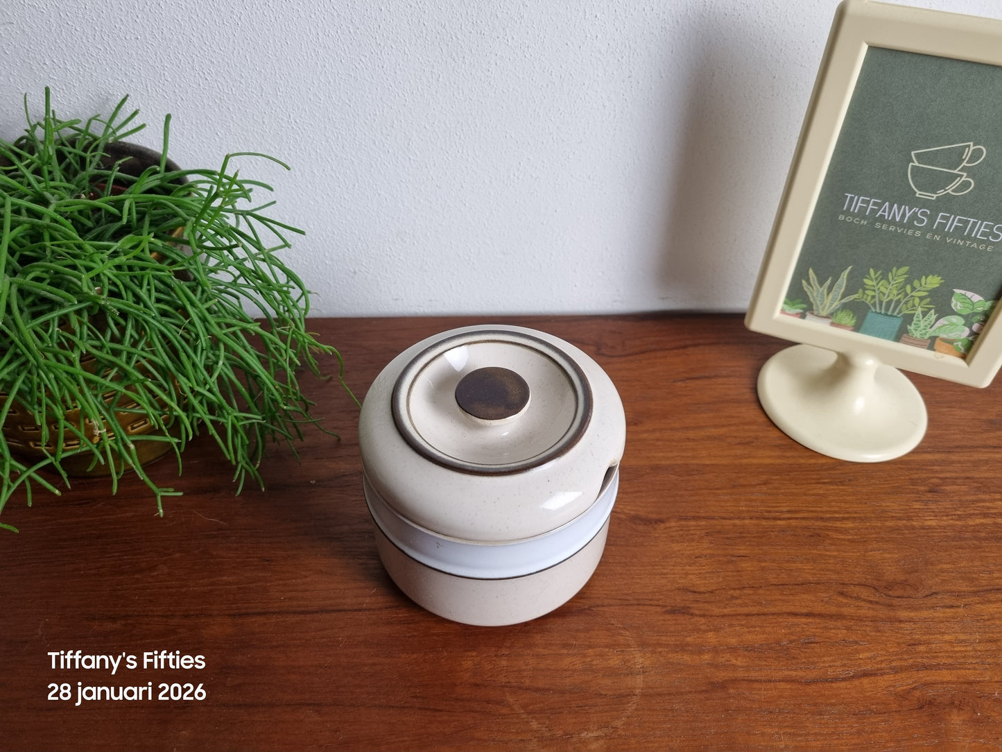 Jampot Engels aardewerk beige-bruin