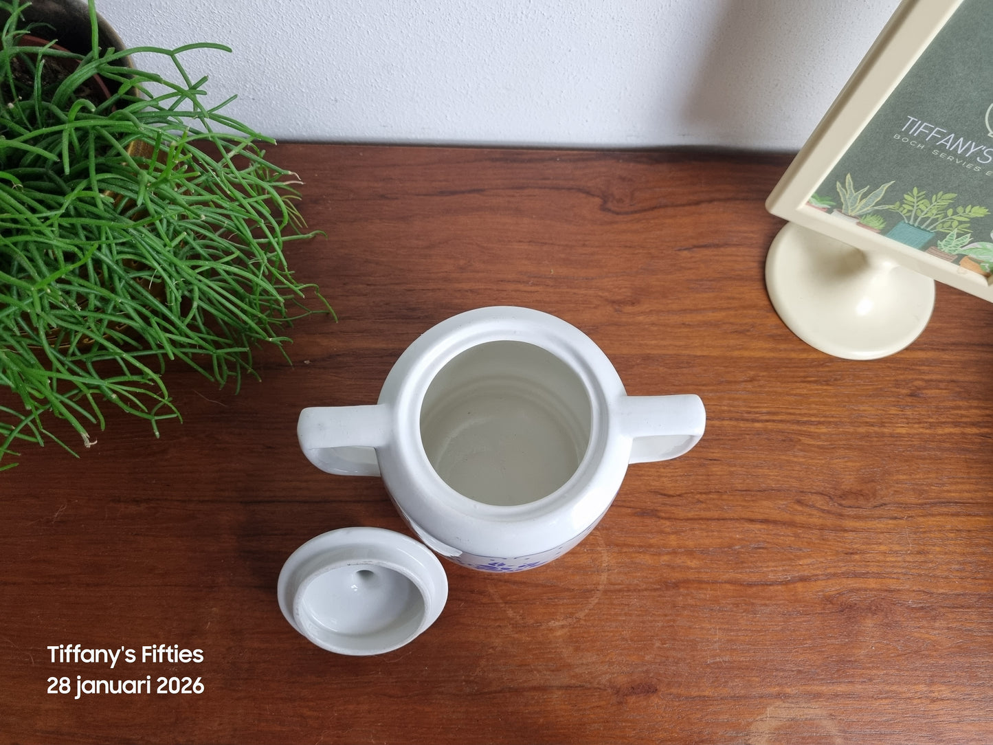 Suikerpot St Amand blauw bloemdecor