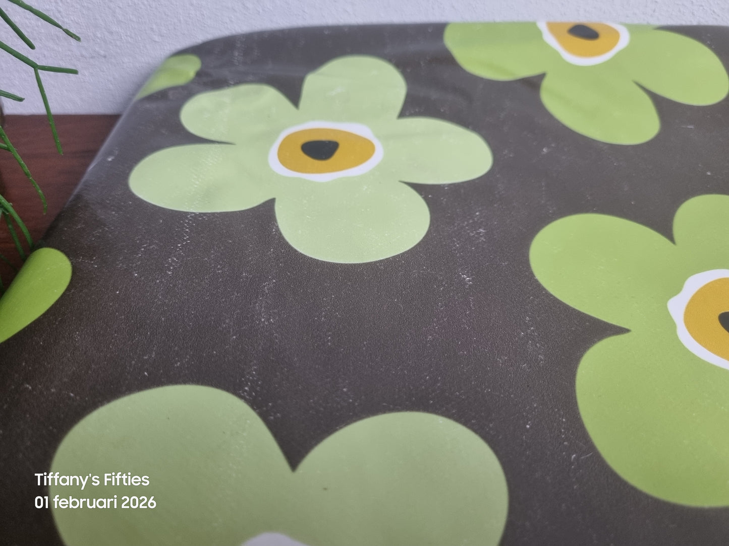 Retro tafelkleed groene bloemen