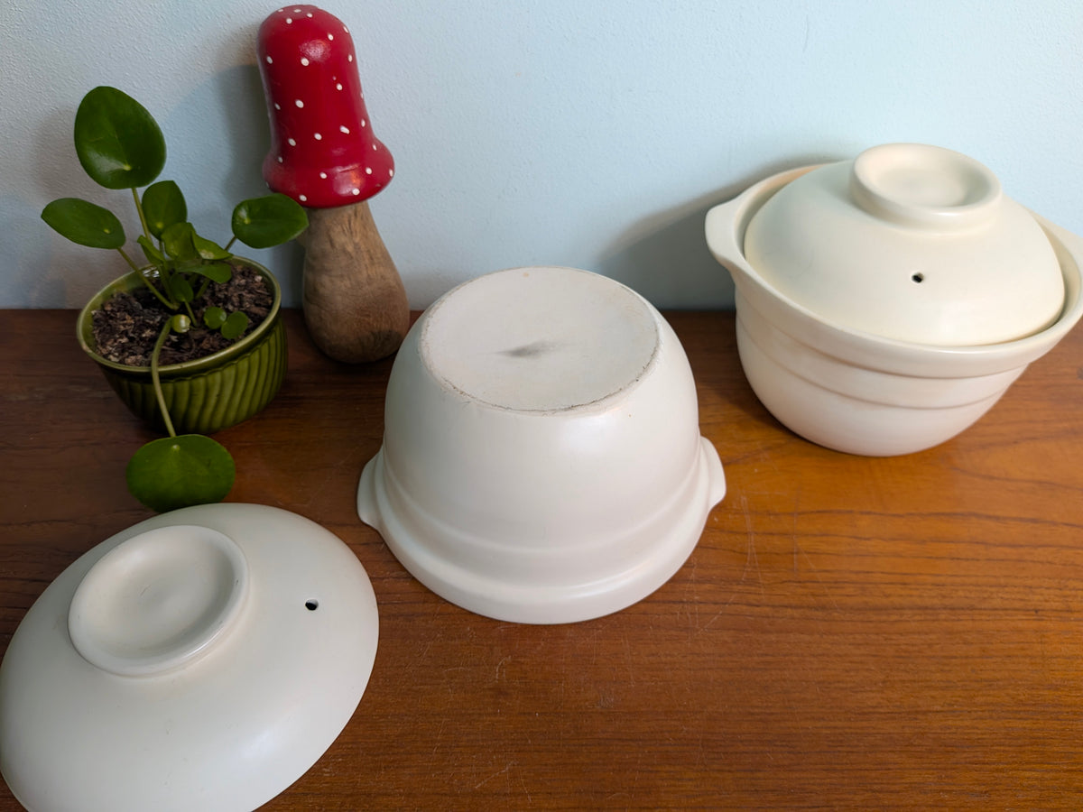 Japanse keramische stoompot met deksel crème (mt2)
