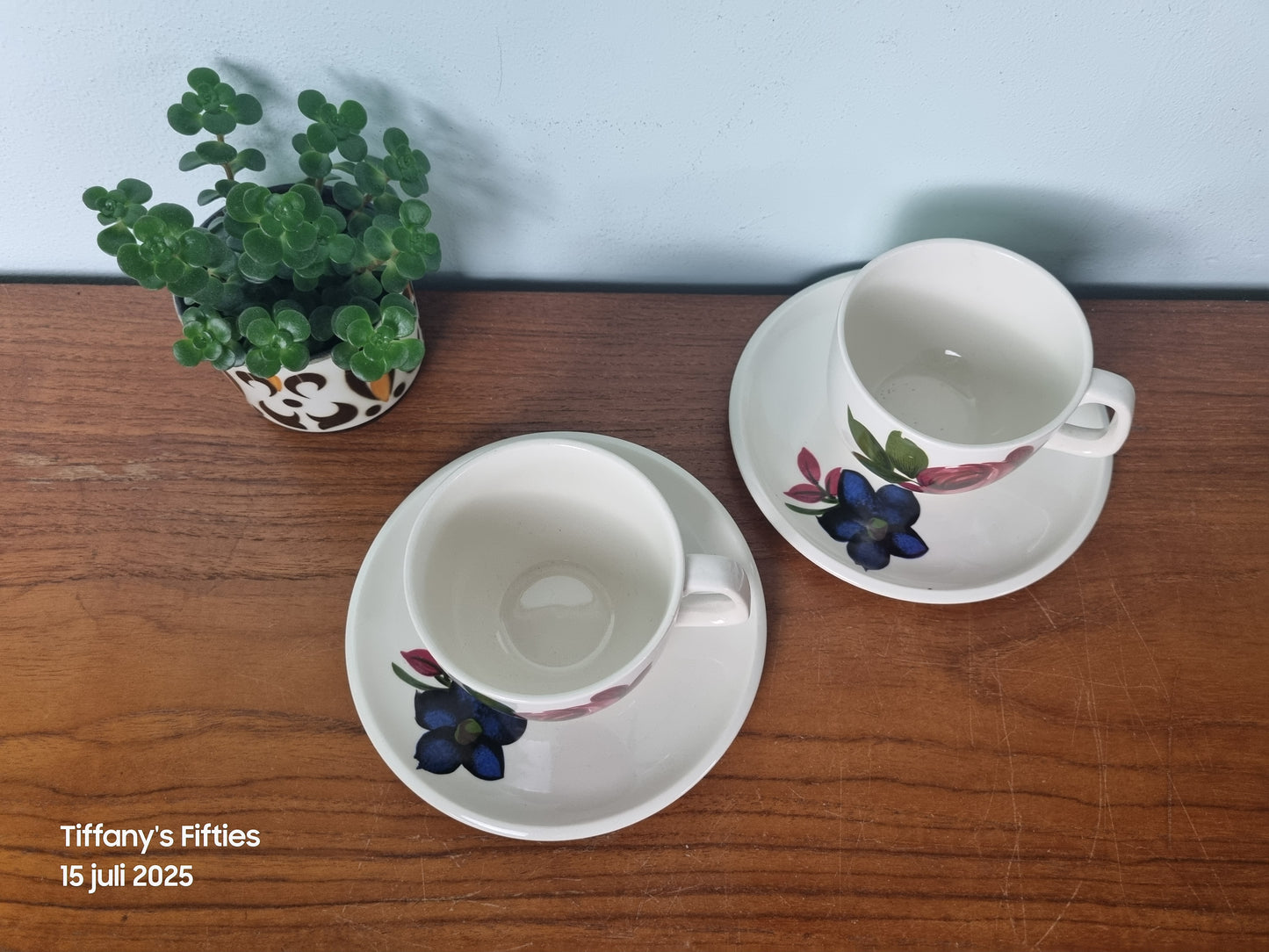 Kop-en-schotel Boch "Menuet" Rêve Fleuri roze