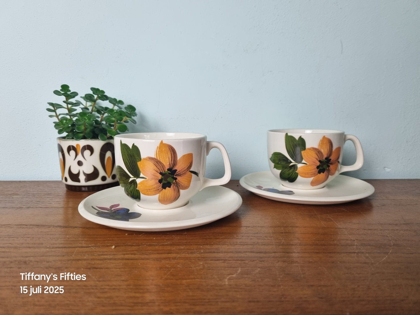 Kop-en-schotel Boch "Menuet" Rêve Fleuri geel