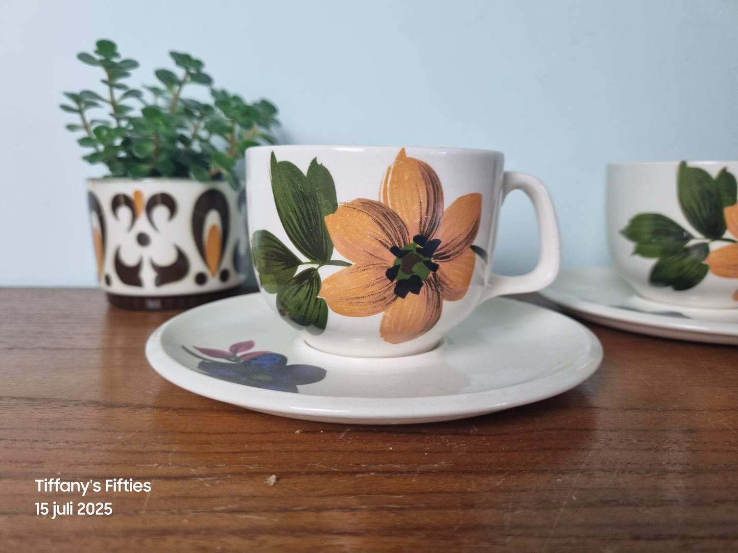 Kop-en-schotel Boch "Menuet" Rêve Fleuri geel