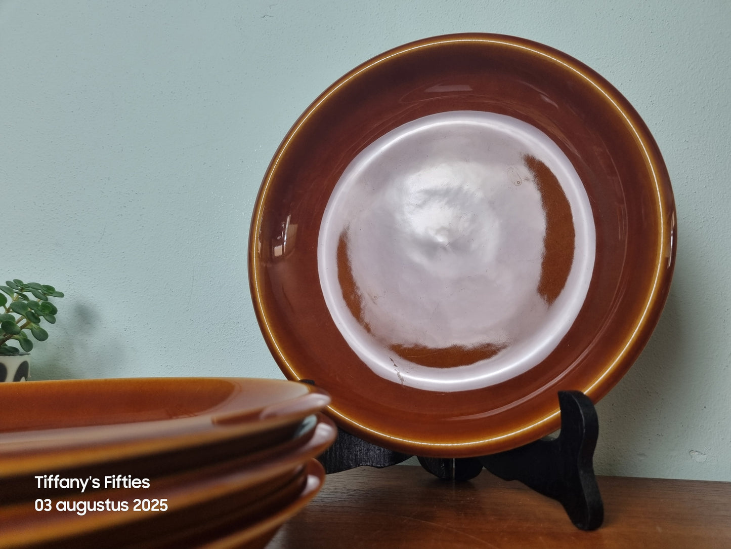 Diep bord Boch "Menuet" bruin