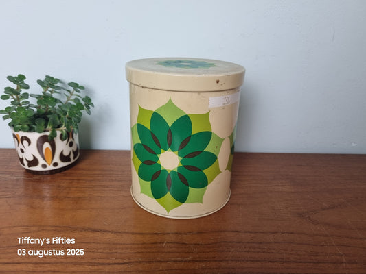 Retro voorraadblik groen bloemenmotief