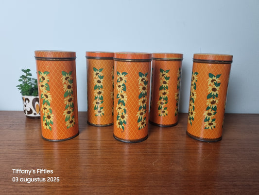 Retro Verkade koekjesblik met zonnebloemen