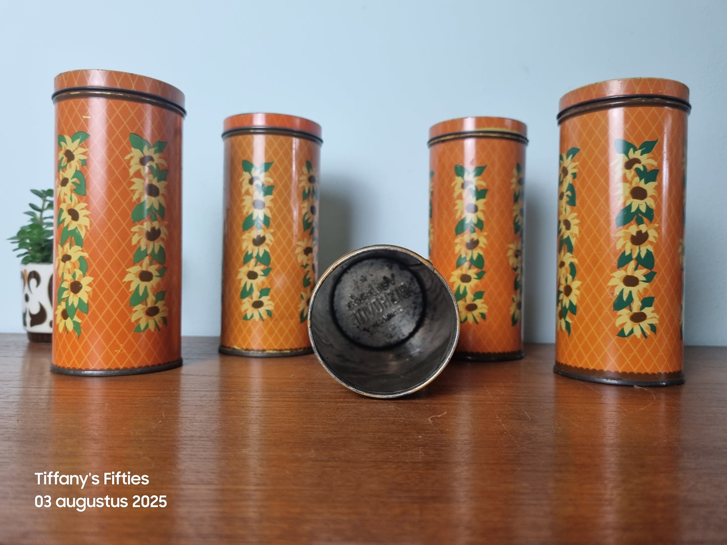 Retro Verkade koekjesblik met zonnebloemen