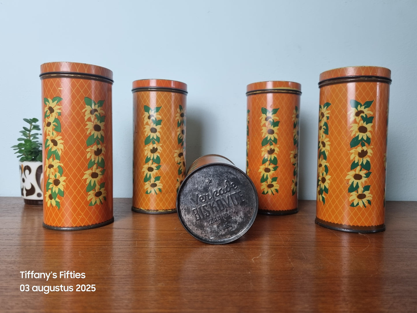 Retro Verkade koekjesblik met zonnebloemen