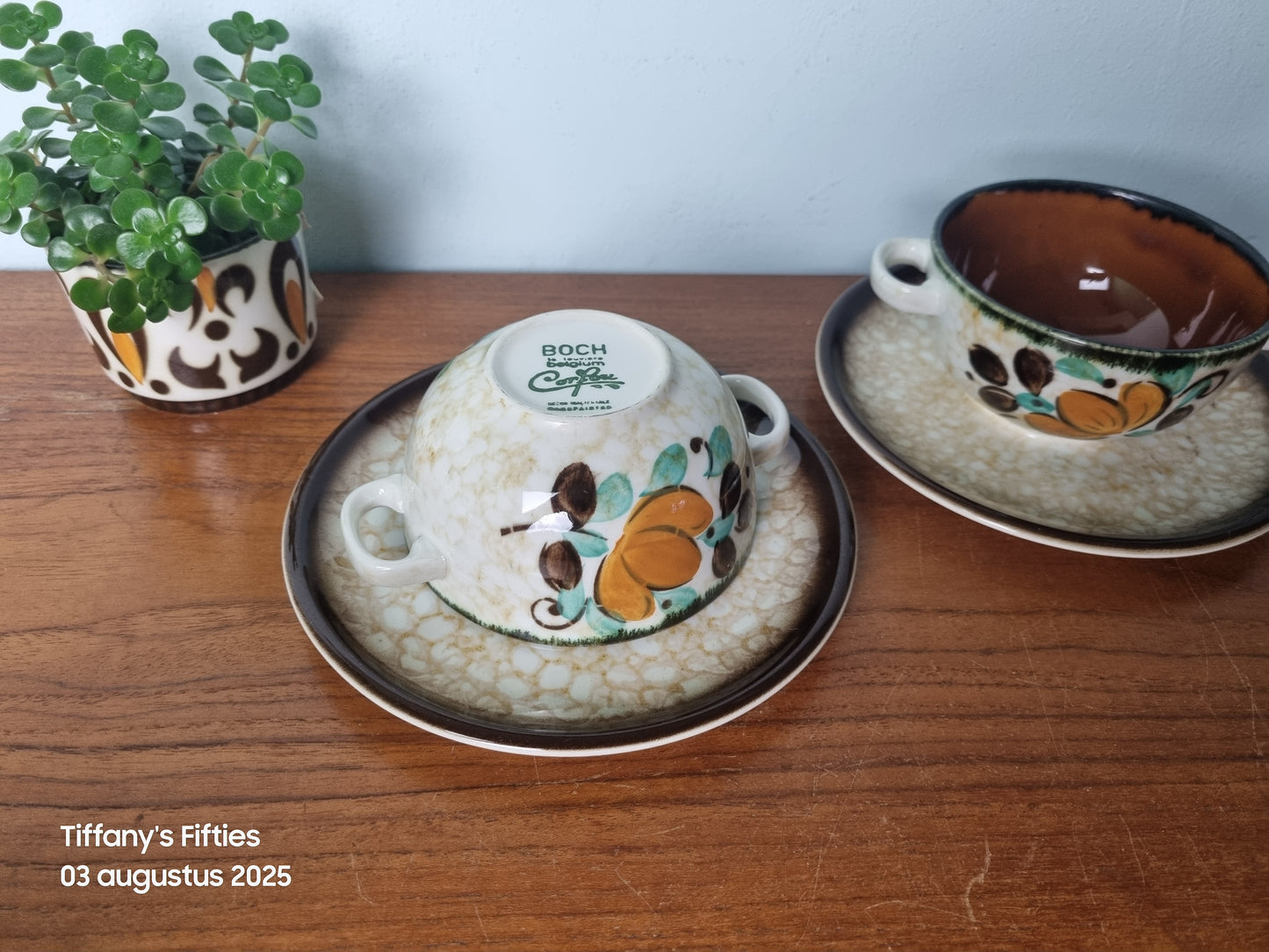 Soepkom-en-schotel Boch "Menuet" Corfou