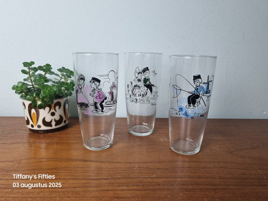 Set 3 vintage Hollandse glazen