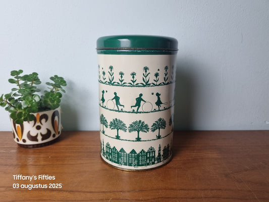 Vintage voorraadblik folklorisch groen decor