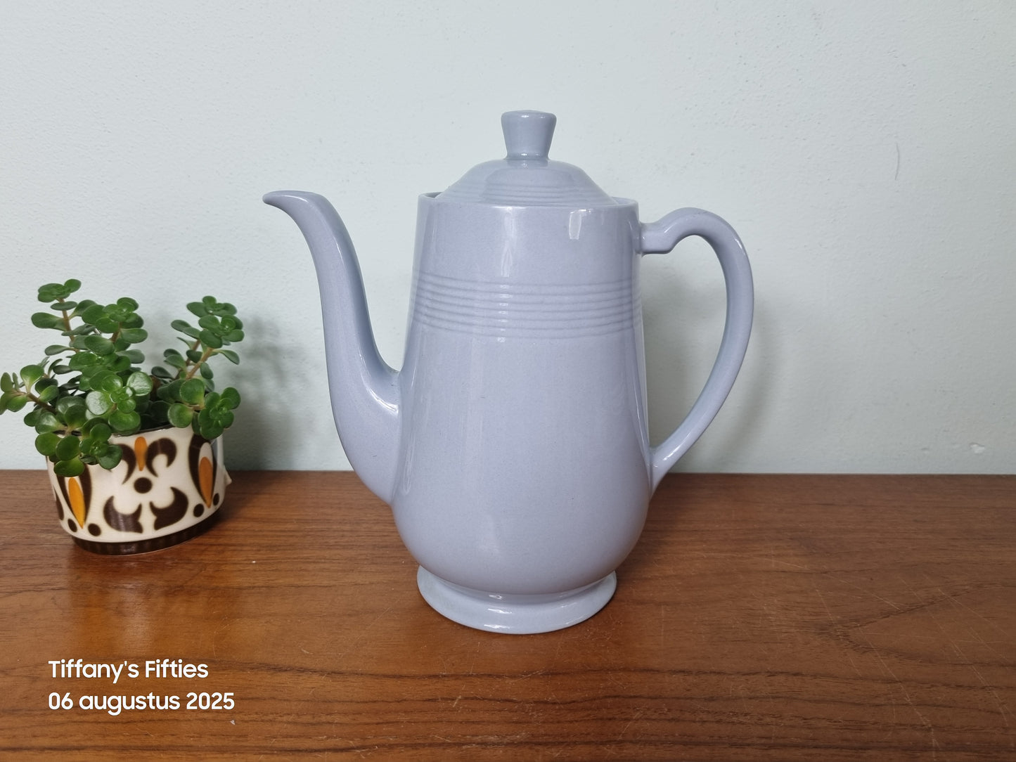 Koffiepot Woods Ware England pastelblauw
