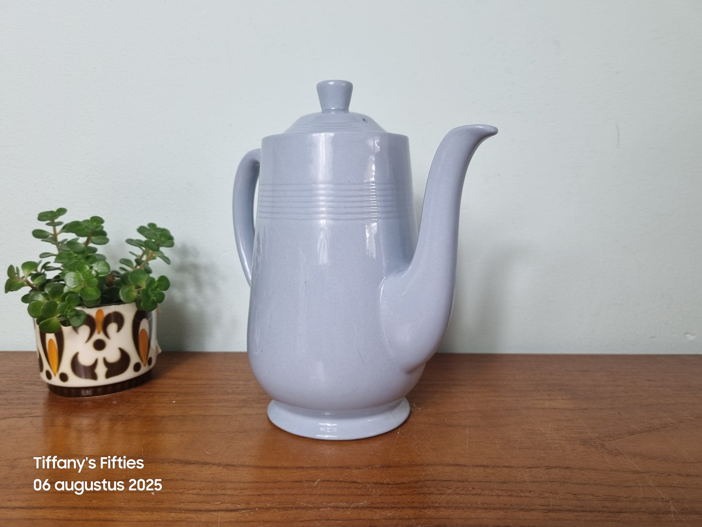 Koffiepot Woods Ware England pastelblauw