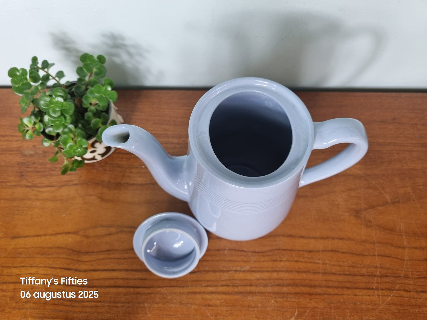 Koffiepot Woods Ware England pastelblauw