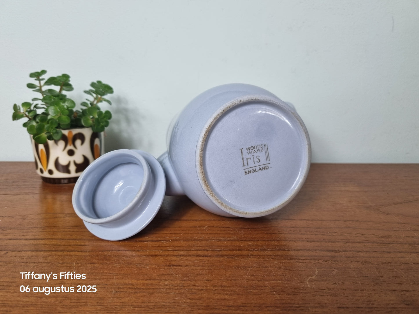 Koffiepot Woods Ware England pastelblauw