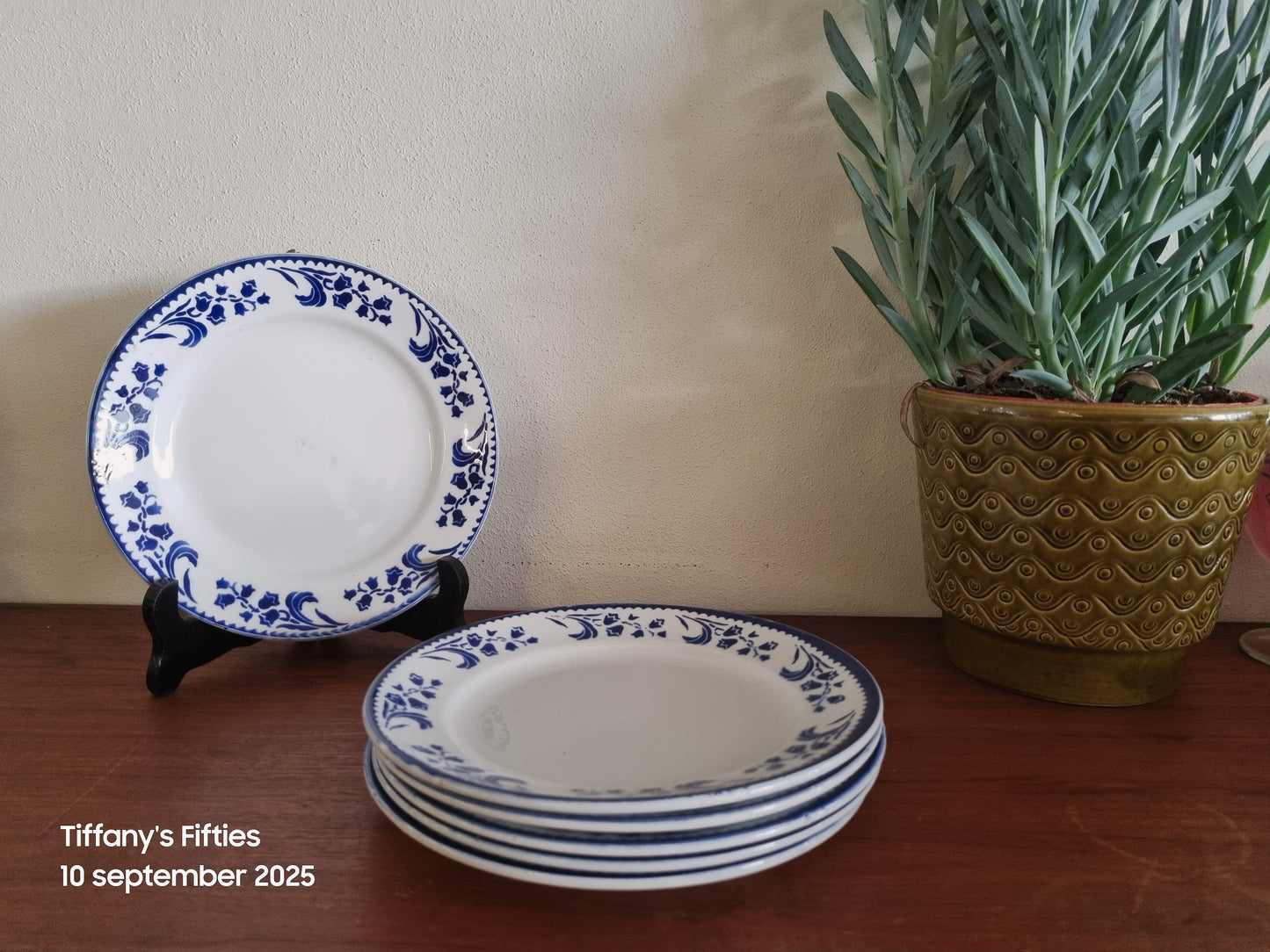 Dessertbord Amandinoise blauwe klokbloemen