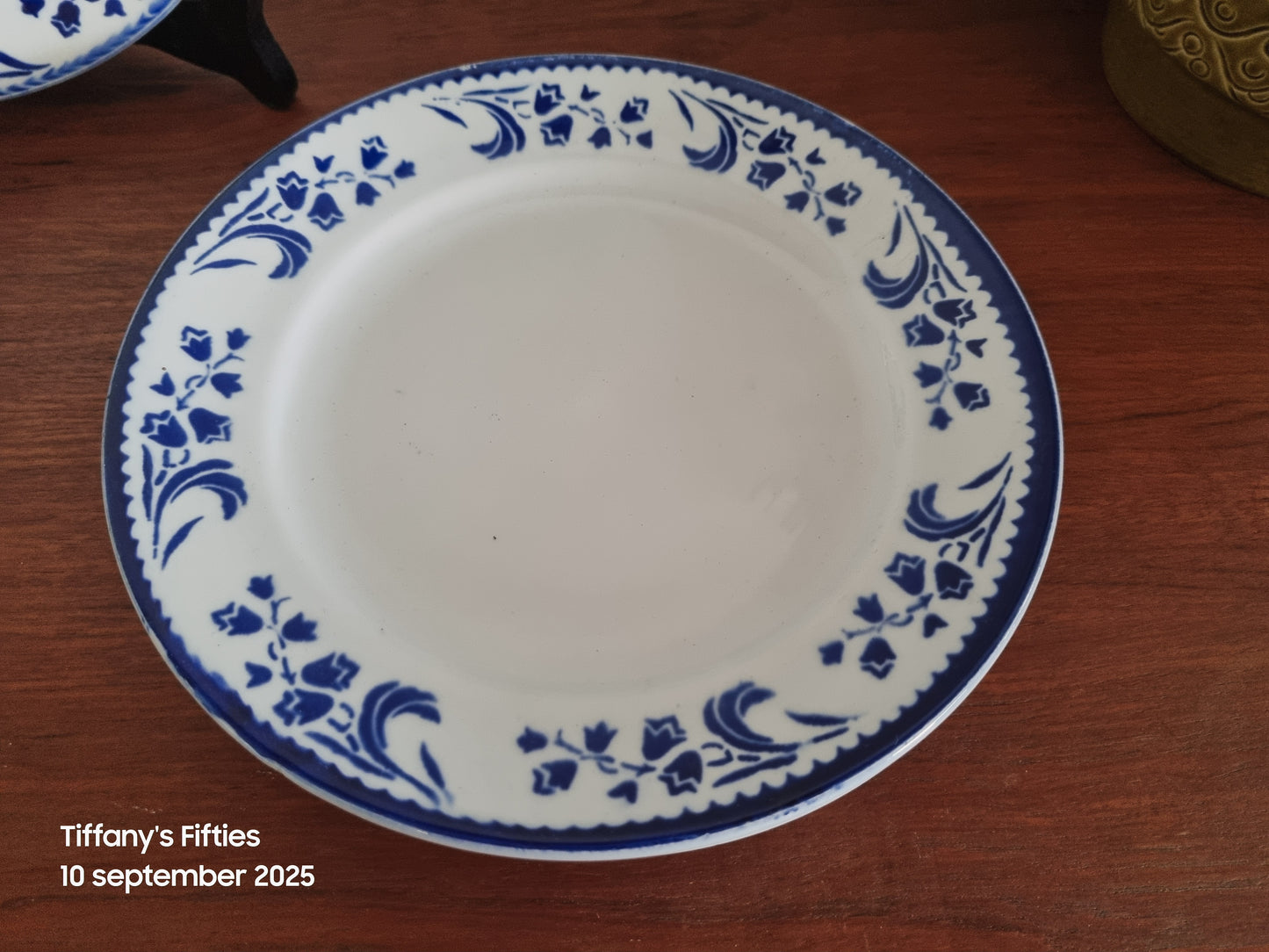 Dessertbord Amandinoise blauwe klokbloemen