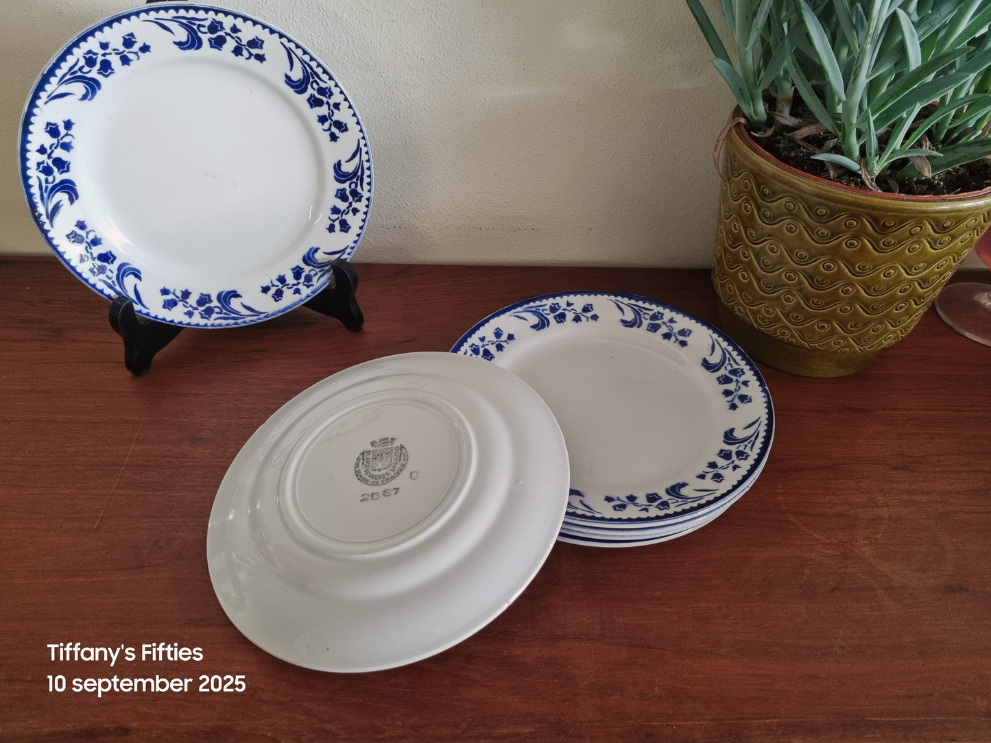 Dessertbord Amandinoise blauwe klokbloemen