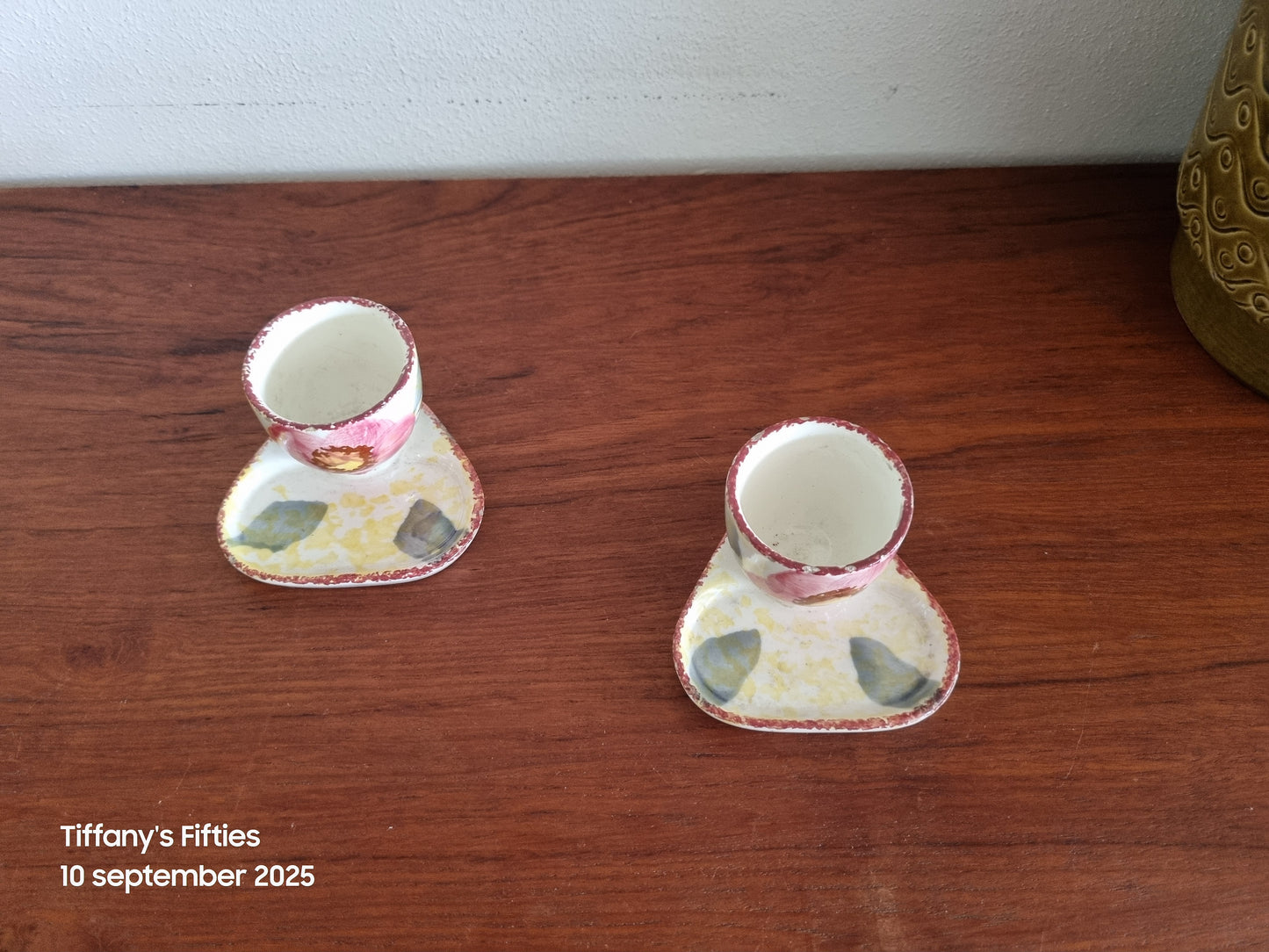 Set 2 eierdopjes Schramberg bloemen