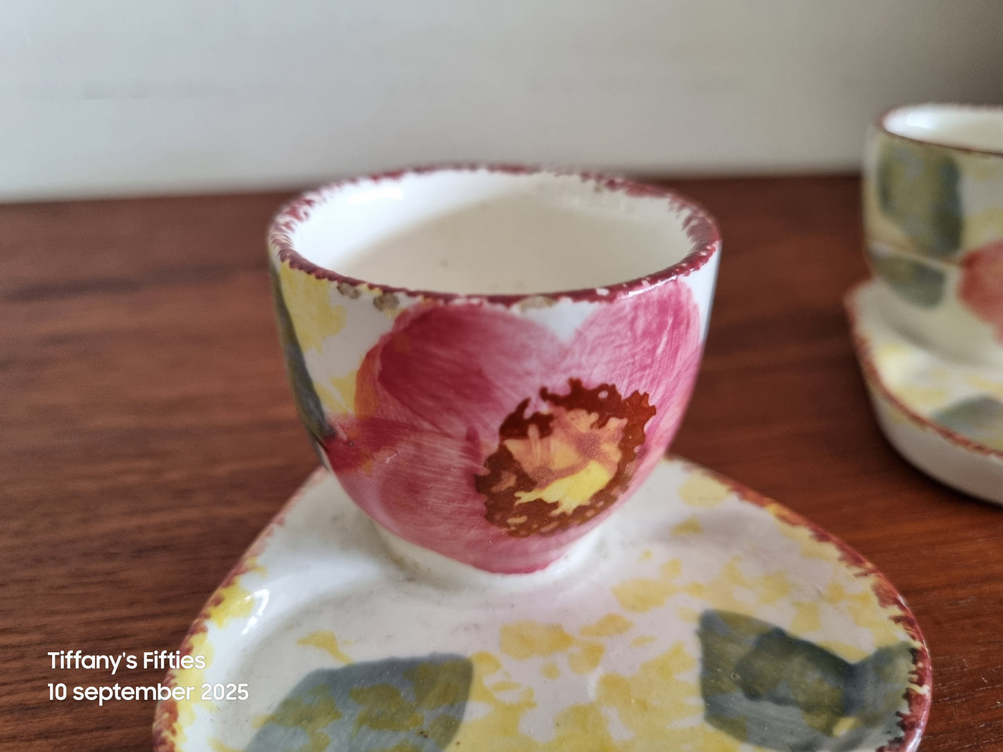 Set 2 eierdopjes Schramberg bloemen