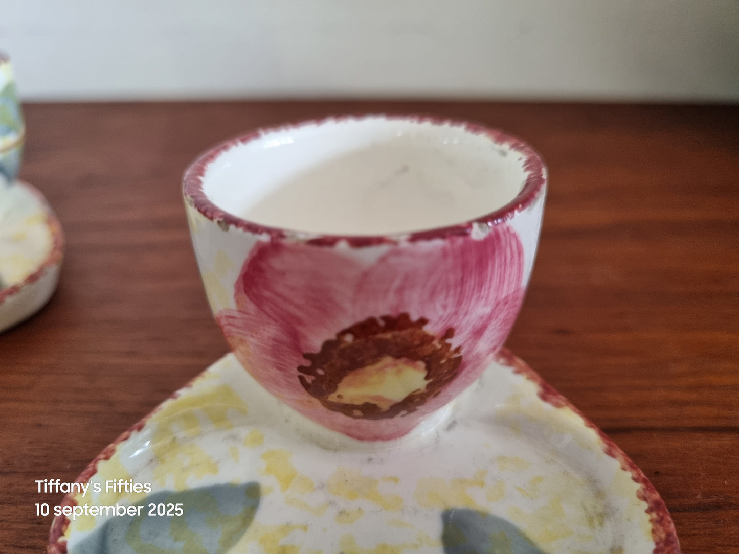 Set 2 eierdopjes Schramberg bloemen