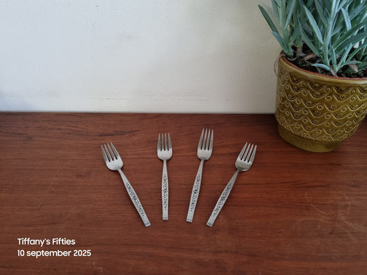 Set 4 vintage vorken Oneida met bloemen