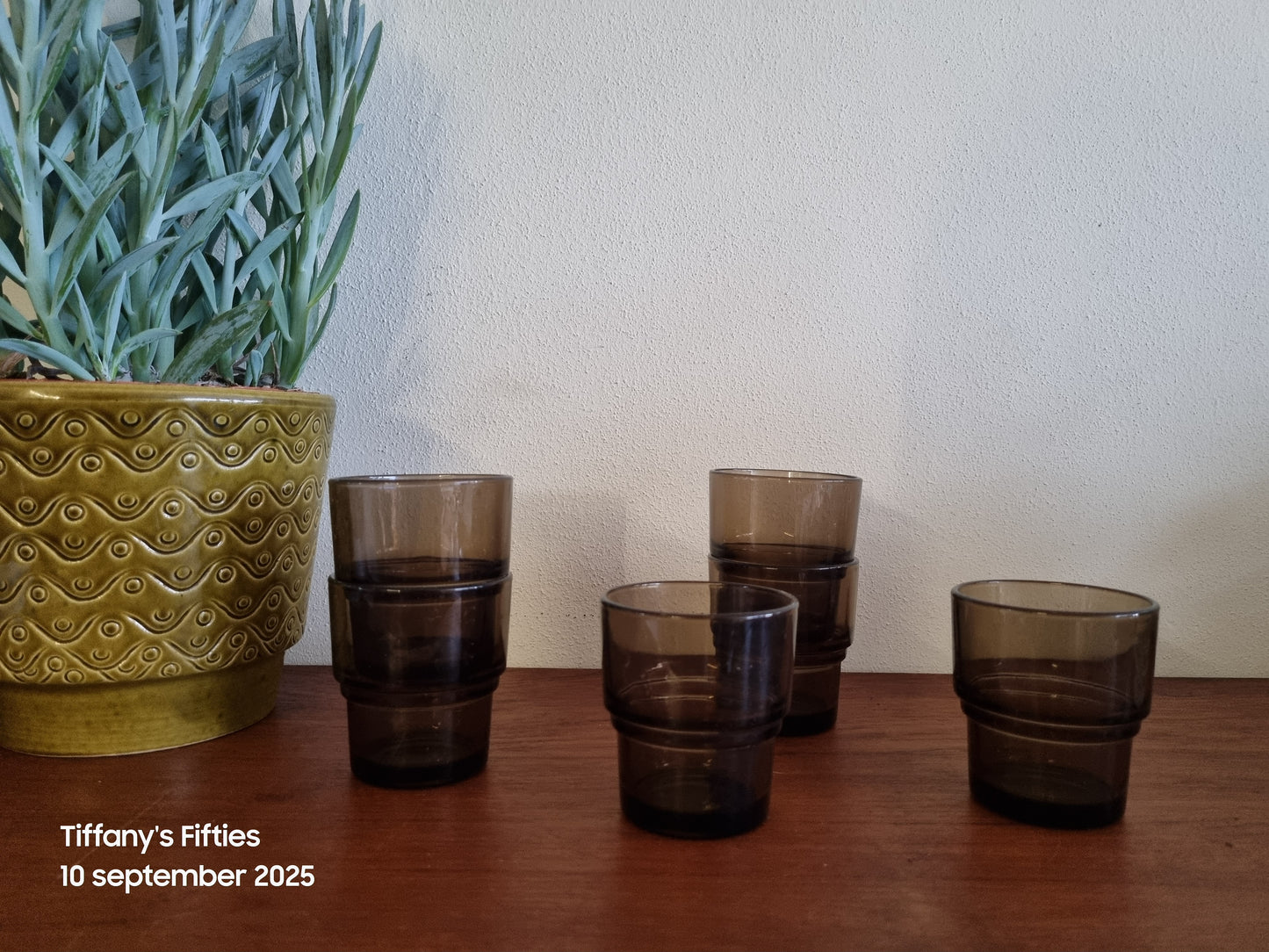 Vintage rookglas stapelglazen Vereco