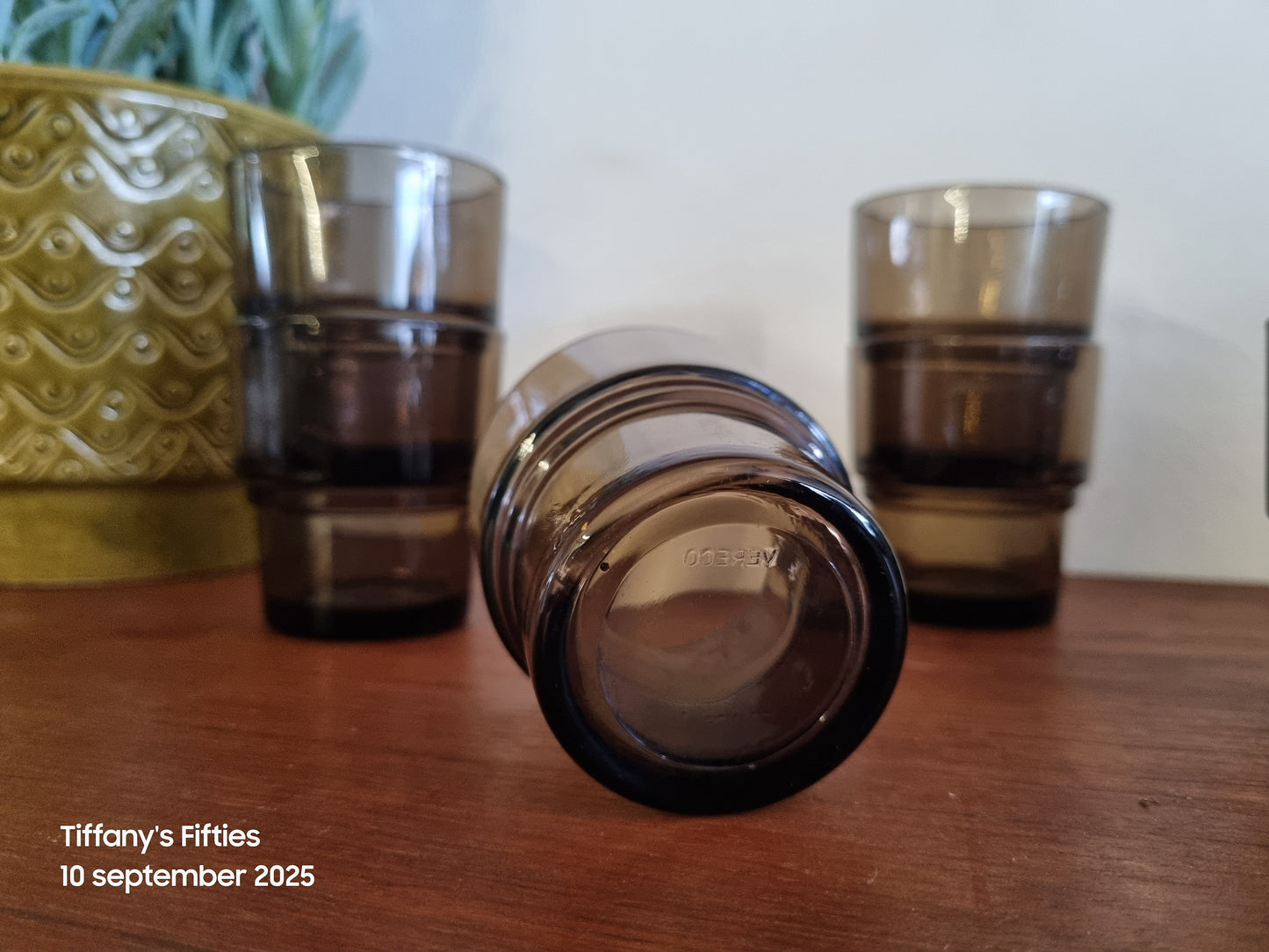 Vintage rookglas stapelglazen Vereco