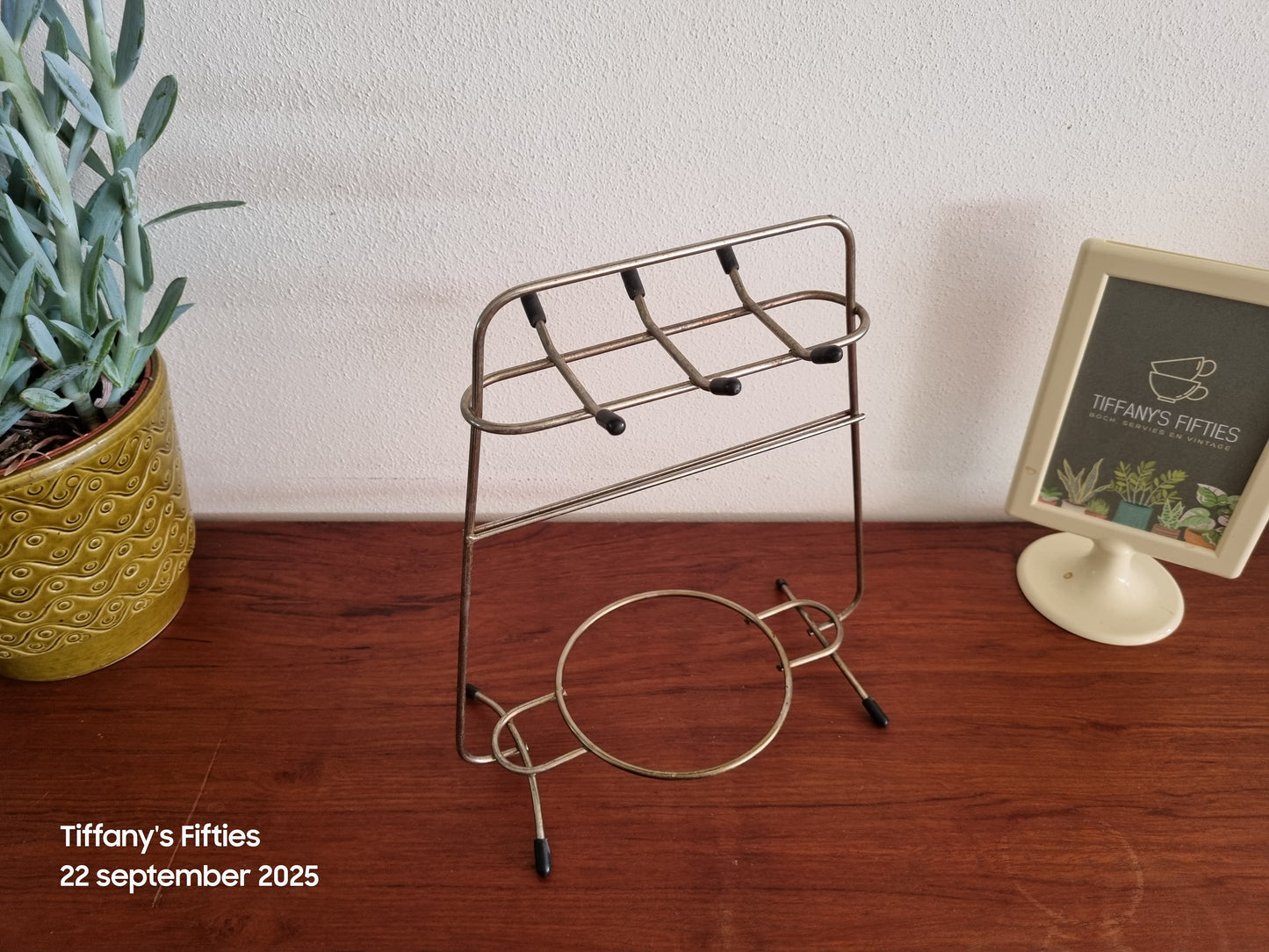 Vintage kopjeshouder zwarte nopjes