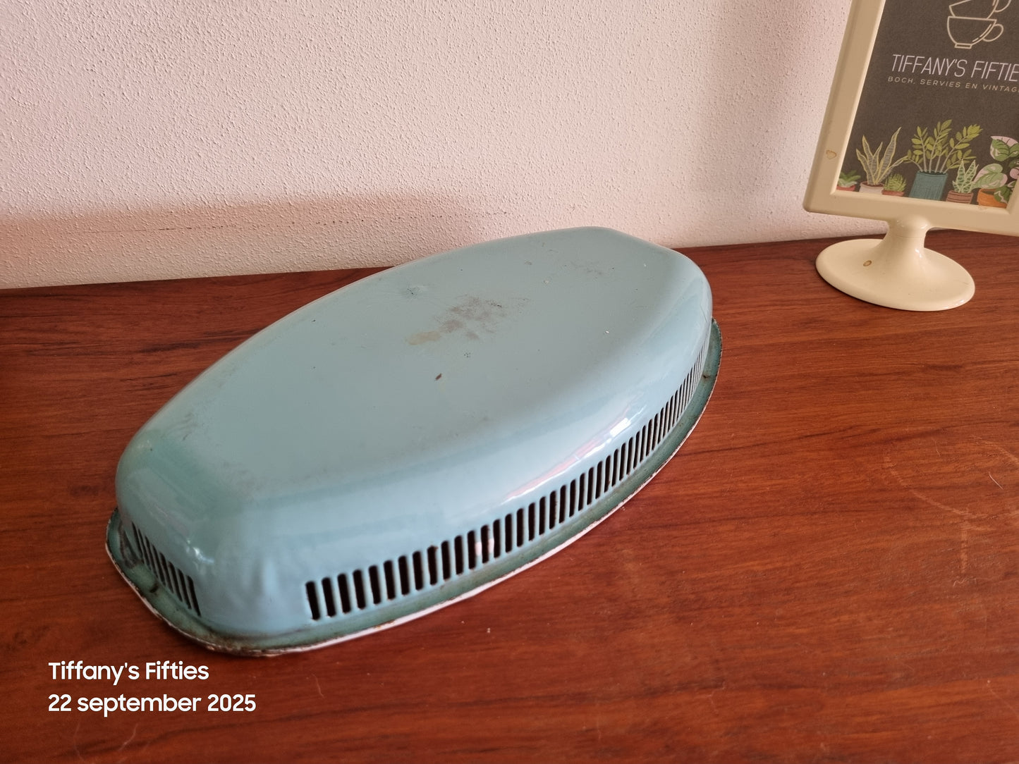 Emaille vintage broodmandje pastelgroen