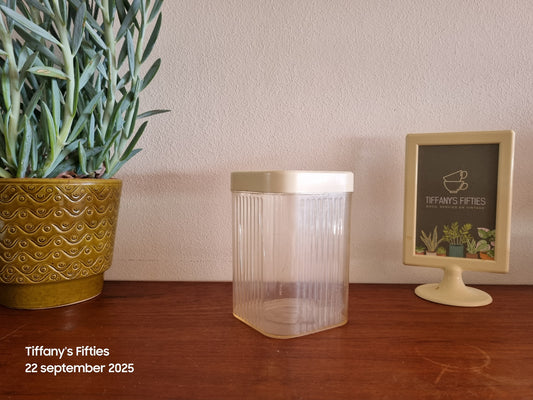 Vintage opslagpot kunststof wit