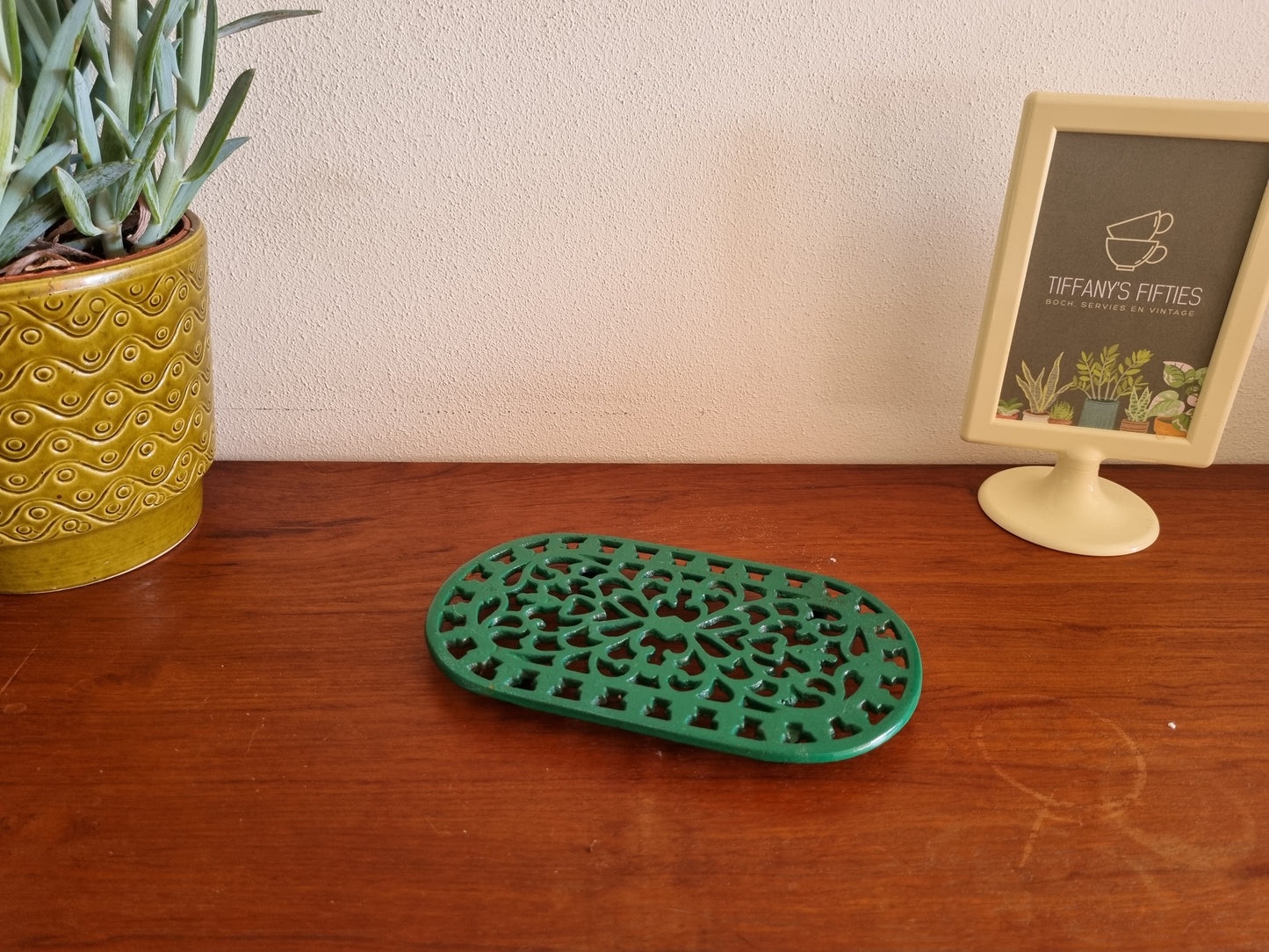 Vintage groene pannenonderzetter