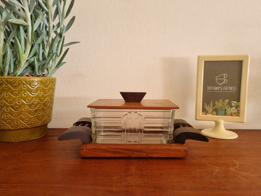 Koekjesdoos Art Deco glas en hout
