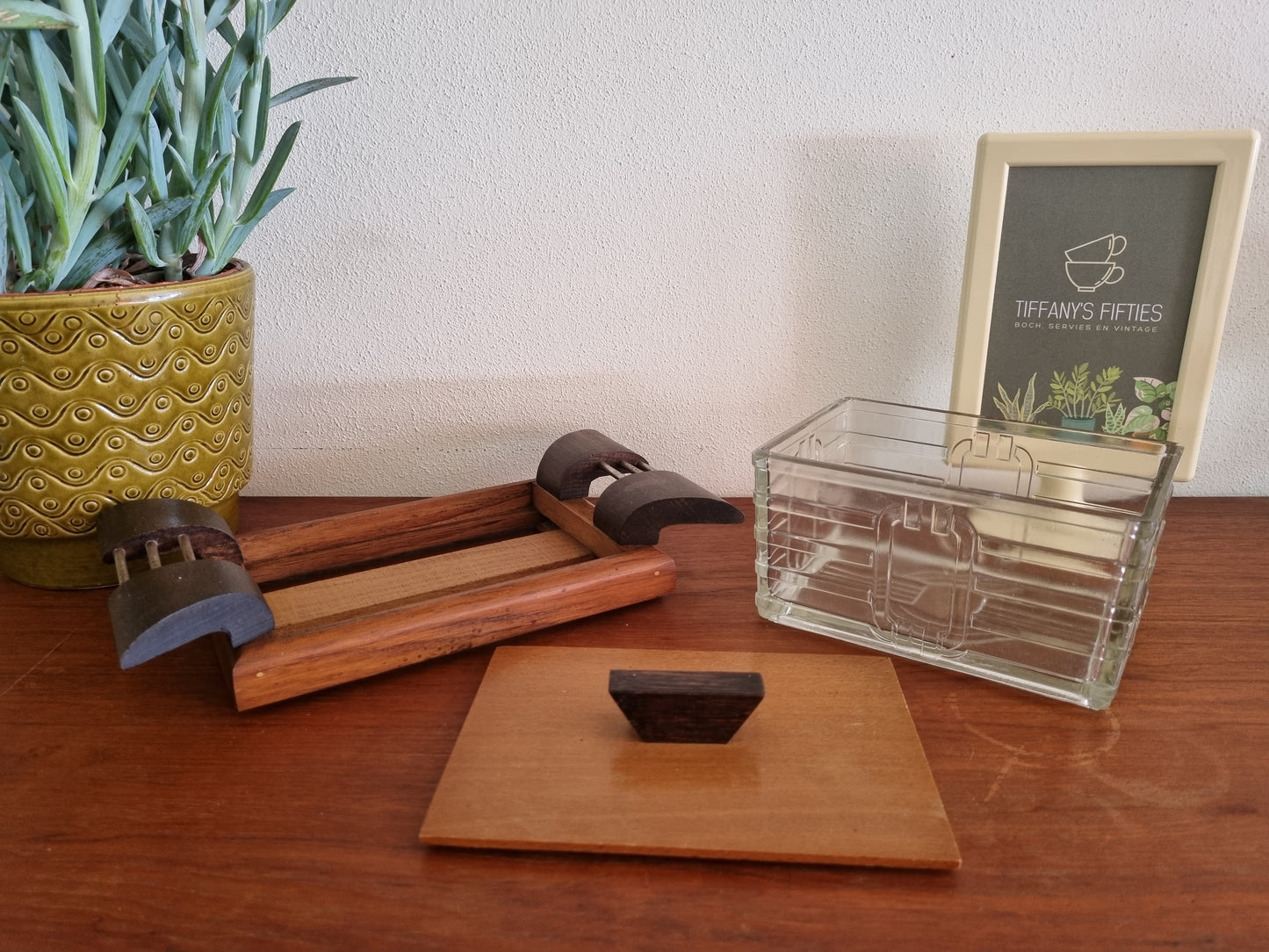 Koekjesdoos Art Deco glas en hout