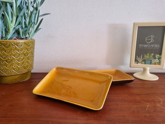 Rechthoeking schaaltje Huizen bruin-oker