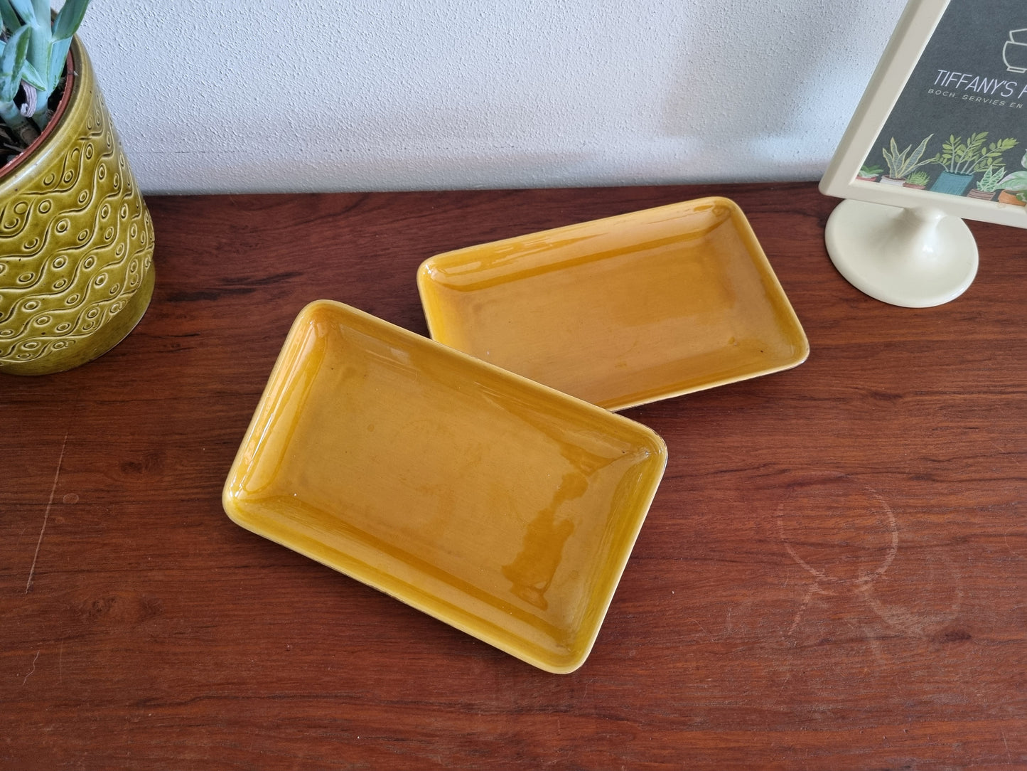 Rechthoeking schaaltje Huizen bruin-oker