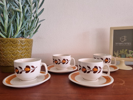 Kop-en-schotel Boch "Menuet" bruin-oranje bloemen