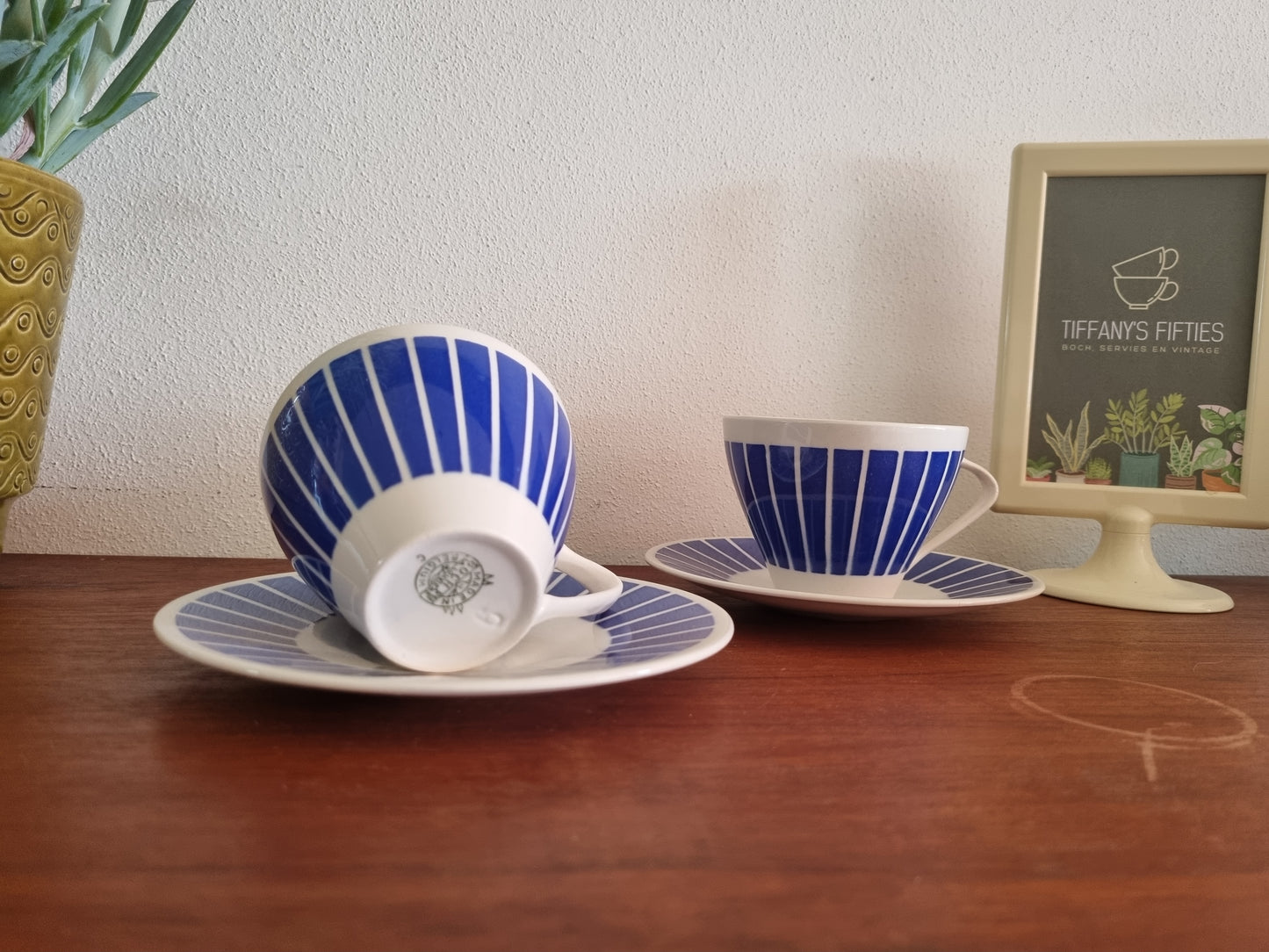 Kop-en-schotel Boch "Prestige" Bandes Verticales blauw