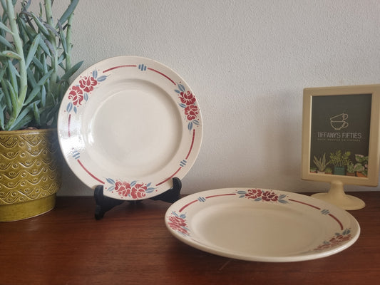 Dinerbord Boch rood-en-blauwe bloemen