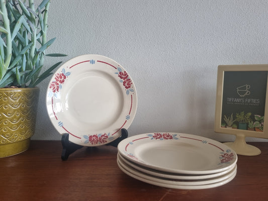 Ontbijtbord Boch rood-en-blauwe bloemen