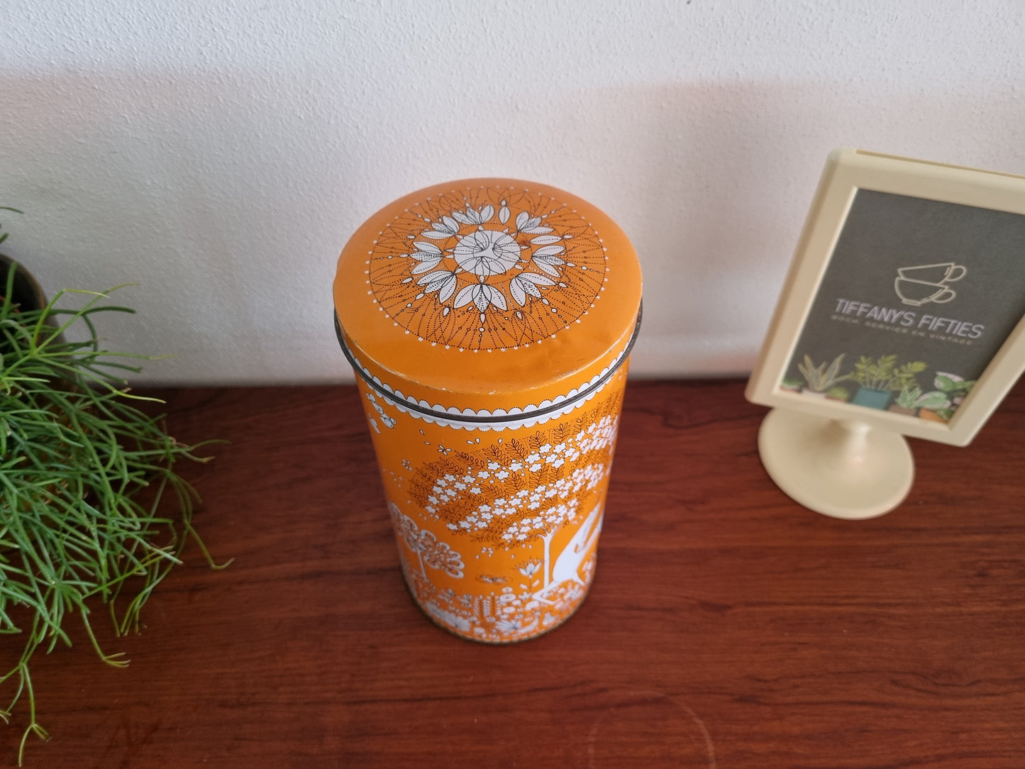 Vintage blik Verkade - paarden en bloemen