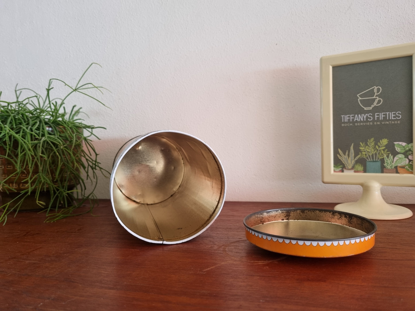 Vintage blik Verkade - paarden en bloemen